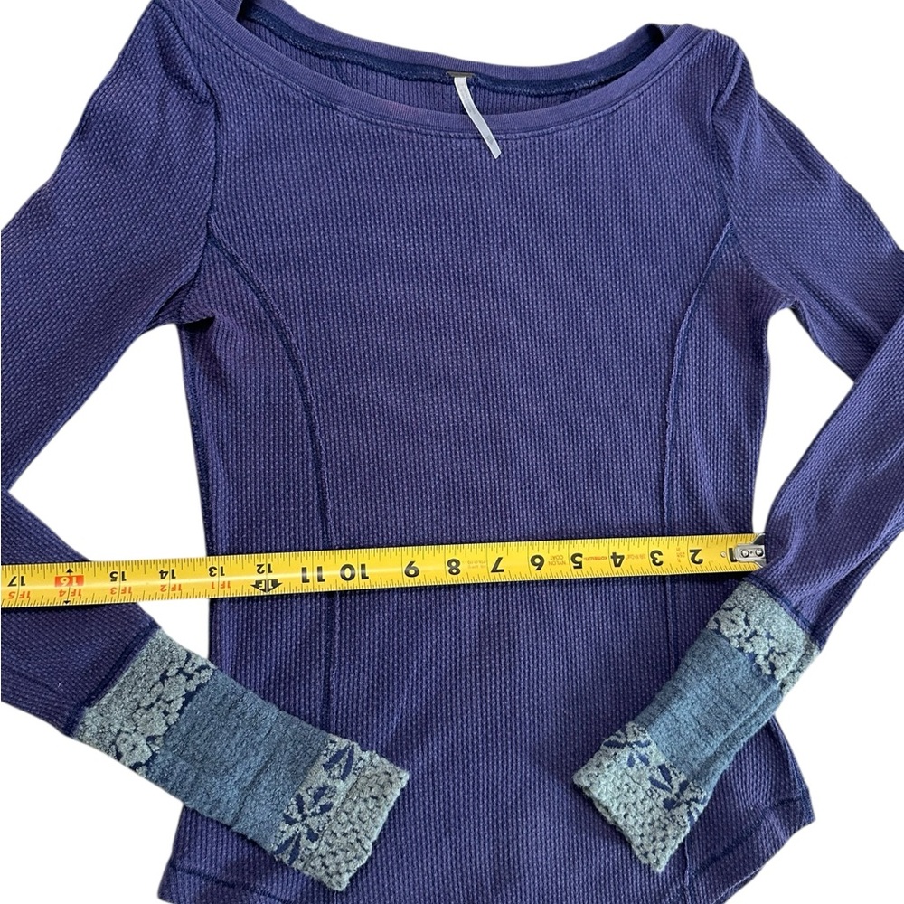Free People Women's XS Newbie Rosy Cuff Thermal Purple Top - Picture 12 of 17